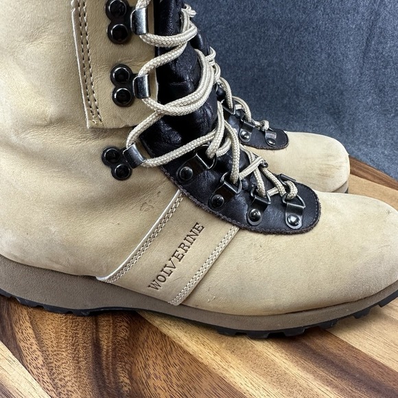 Vtg WOLVERINE 3726 Tan Leather Nobuck Lace Up Mountaineering Hiking Boots 8M USA main image 11